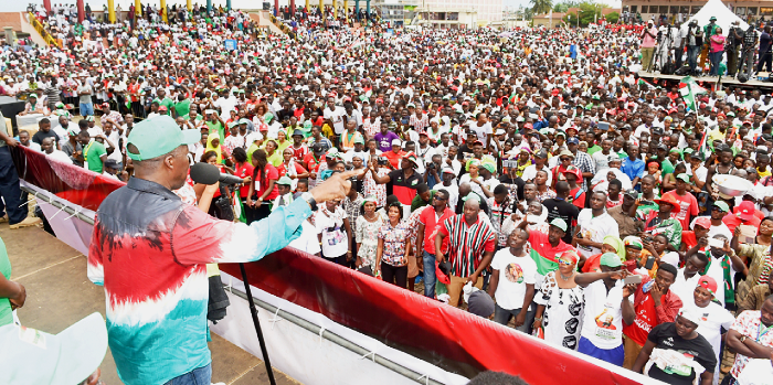 Mr Paa Kwesi Amissah-Arthur, the Vice-President of Ghana, addressing NDC supporters at the campaign launch at the Kumasi Jubilee Park